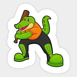 Crocodile at Cricket with Cricket bat Sticker